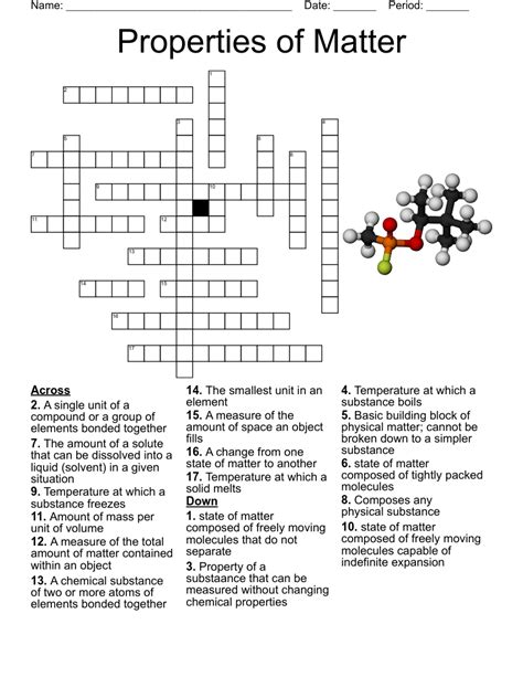 Properties Of Matter Crossword Wordmint