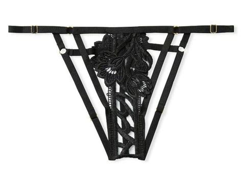 Victoria S Secret Very Sexy Embroidered Band Of Lovers Bikini Panty Black Size Large NWT