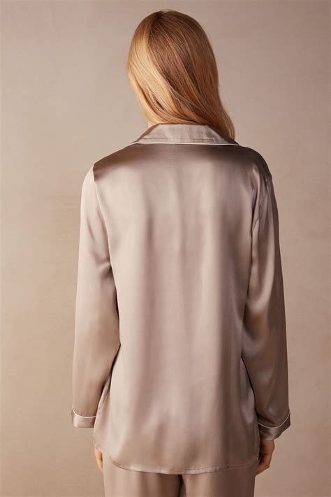 Mannish Cut Jacket In Silk Satin Intimissimi