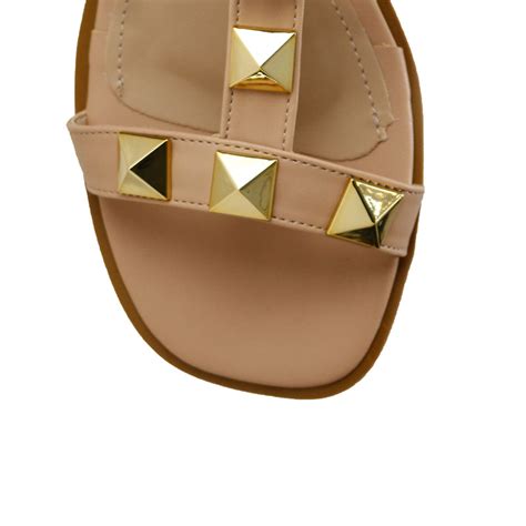 Sandália Rasteira Vestige Nude Maxi Tachas