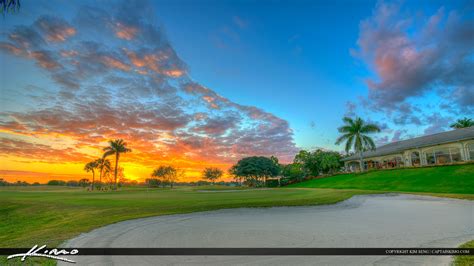 Abacoa Golf Course Clubhouse Fiery Sunset Royal Stock Photo