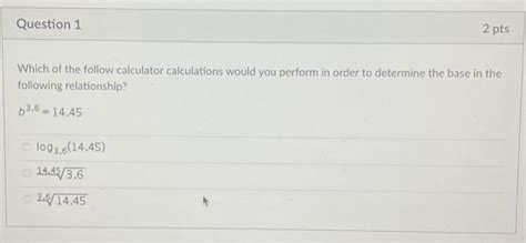 Solved Question 1 2 Pts Which Of The Follow Calculator