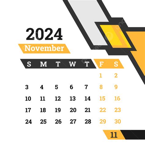 November 2024 Minimalistisches Monatskalenderdesign Vektor November