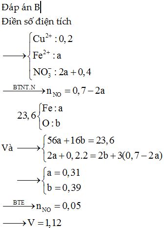 Hòa tan hết 23 6 gam hỗn hợp Fe FeO Fe2O3 và Fe3O4 vào 1 1