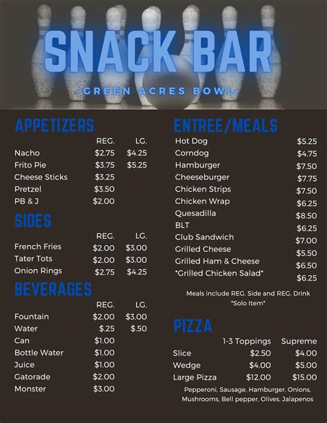 Snack Bar Menu Template