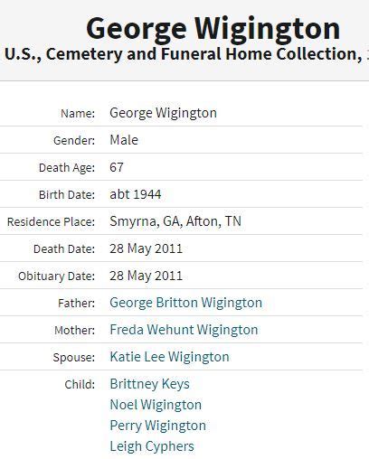 George Britton Wigington Jr 1943 2011 Find A Grave Memorial