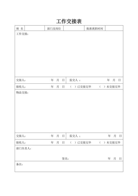 员工工作交接文档表格下载 觅知网