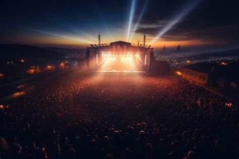 Premium Photo | Aerial view of crowd of people at a festival at sunset