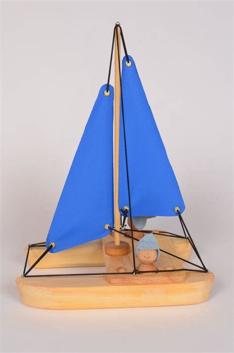 Blue Catamaran Wooden Bathing Toy By Atelier Cheval De Bois