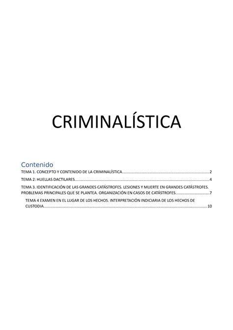 Criminalistica CriminalÍstica Contenido Tema 1 Concepto Y Contenido