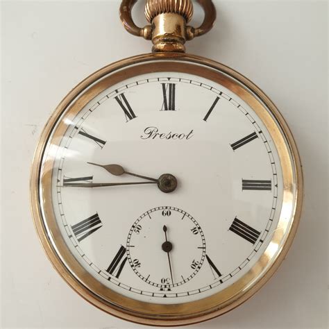 Antique Prescot Gold Plated Pocket Watch England Ca Etsy