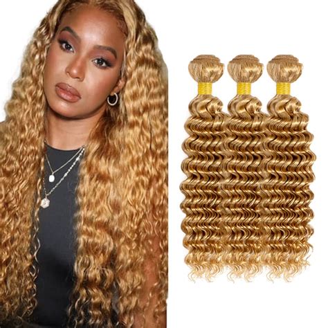 Amazon Color Deep Wave Bundles Honey Blonde Human Hair Bundle A Brazilian Remy Hair