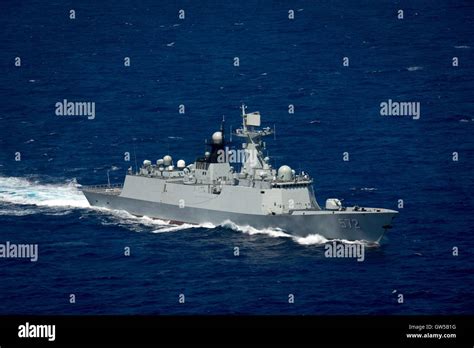 Chinese Navy Multi Role Frigate Hengshui Steams In Close Formation