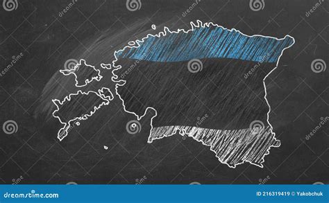 Estonia Chalk Drawn And Animated Map With Flag Stock Video Video Of