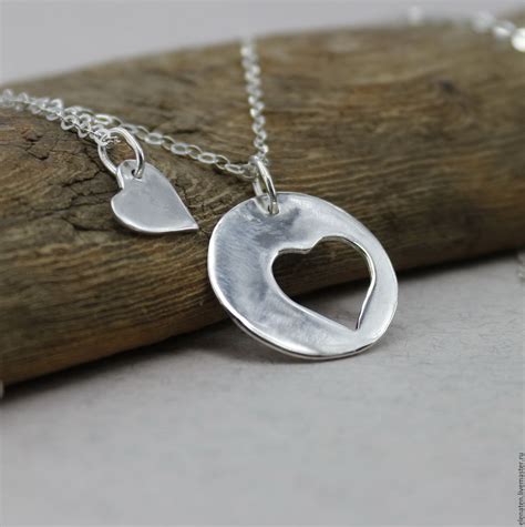 Серебряный кулон сердце, парные кулоны для мамы и дочки купить в ...