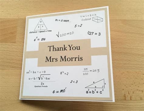 Math Teacher Card Maths Teacher Thank You Personalised