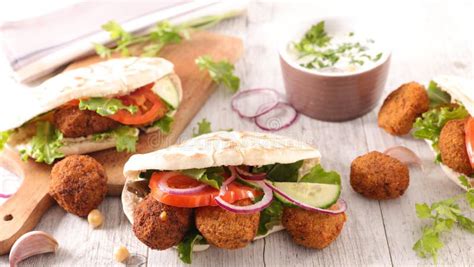 Falafel with pita bread stock image. Image of arab, meal - 117813383