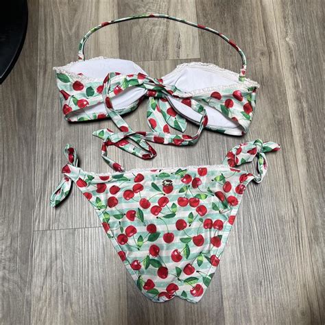 Super Cute Vintage Pin Up Style Bikini With Cherry Depop