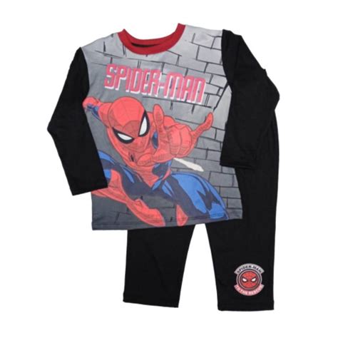 Pijama Spiderman Talla 8 Manga Larga Con Estampado Pared Negro Walmart