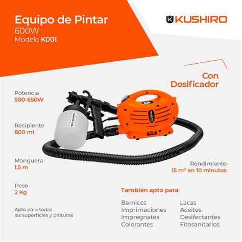 Equipo De Pintar Kushiro Potencia 600 W 0 8 Litros