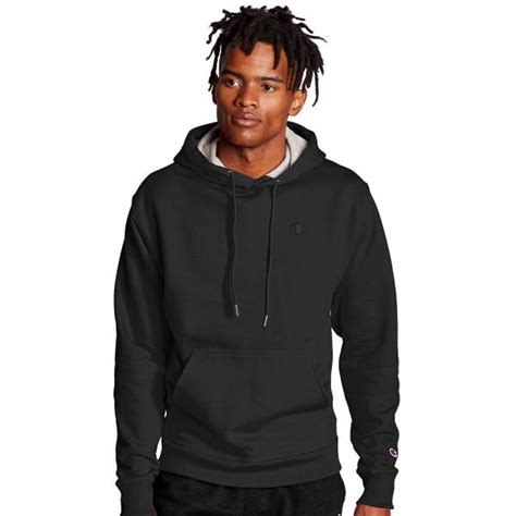 Champion Men Powerblend Fleece Pullover Hoodie Black Nohble