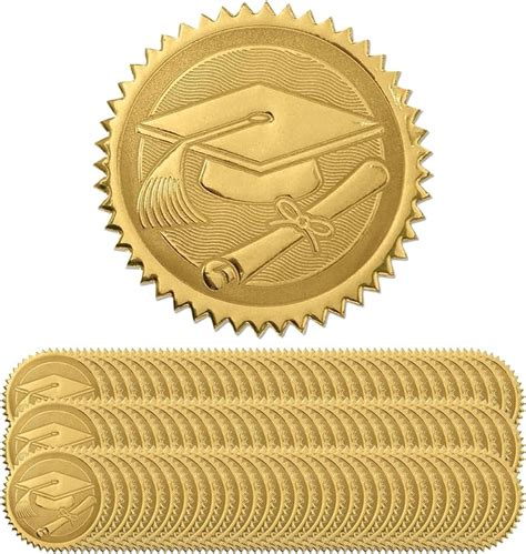 Auch 100 Pcs Gold Embossed Graduation Cap Gold Foil Class Of 2023 Seals