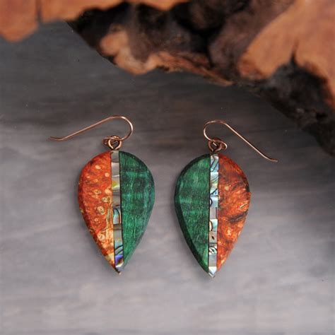 Wood Leaf Earrings Etsy