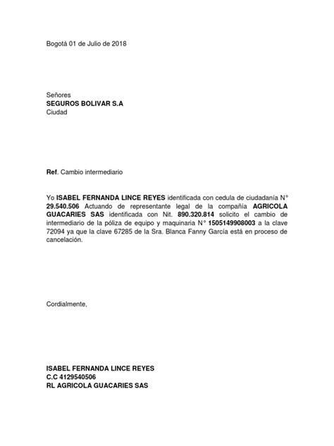 Carta Para Cambio De Personal De Reemplazo Riset