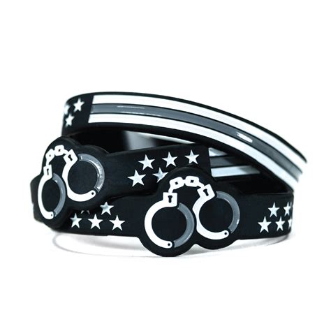 Thin Silver Line American Flag Handcuff Bracelet Thin Blue Line Usa