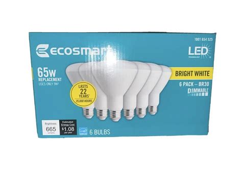 Ecosmart 65 Watt Equivalent Br30 Dimmable Led Light Bulbs Bright White 6 Pack Ebay