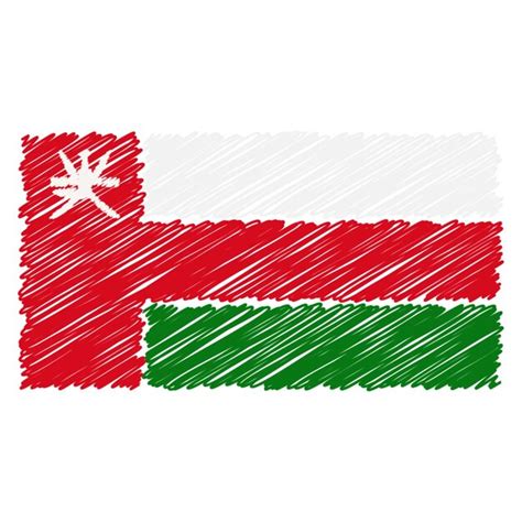 Handgezeichnete Nationalflagge Von Oman Isoliert Auf Einem Wei En