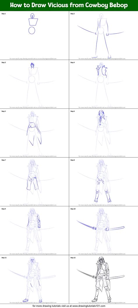 How To Draw Vicious From Cowboy Bebop Cowboy Bebop Step By Step