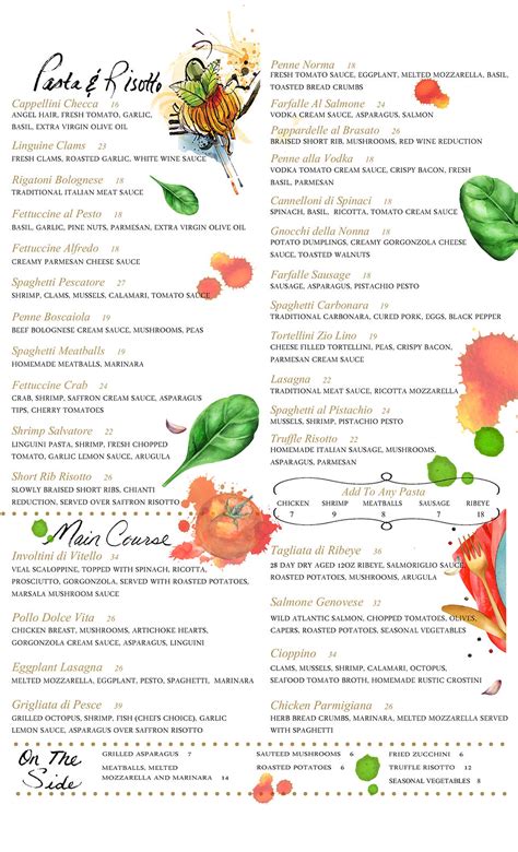 Menus La Dolce Vita Ristorante