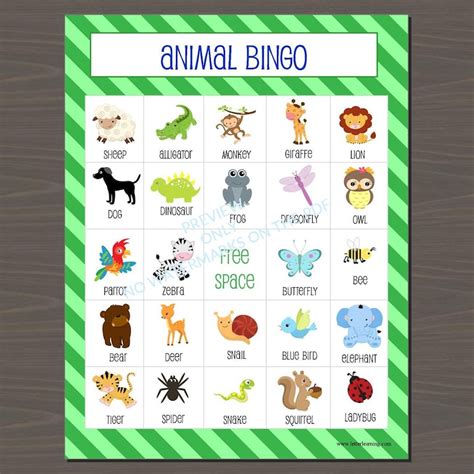 Animal Bingo Game, Printable Animal Bingo With Calling Cards, Animal ...