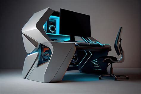 Premium AI Image | Gaming desk with sleek hightech computer and ...