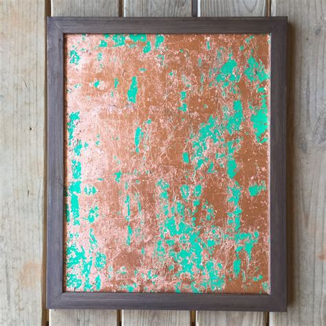 Copper Painting Copper Leaf Green Wall Art By Naptimedesignco