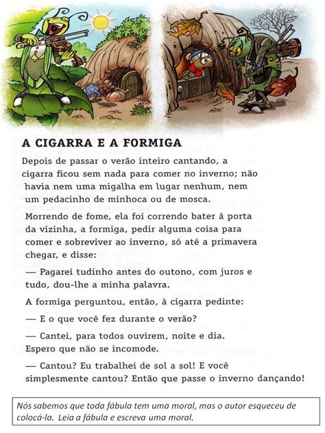 Fábula a cigarra e a formiga interpretação de texto