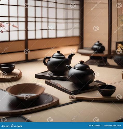 A Traditional Japanese Tea Ceremony with a Ceremonial Tea Set and ...