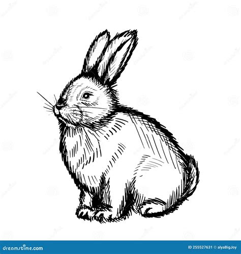 Cute Rabbit Bunny Hand Drawn Sketch. Stock Illustration - Illustration of cute, artwork: 255527631