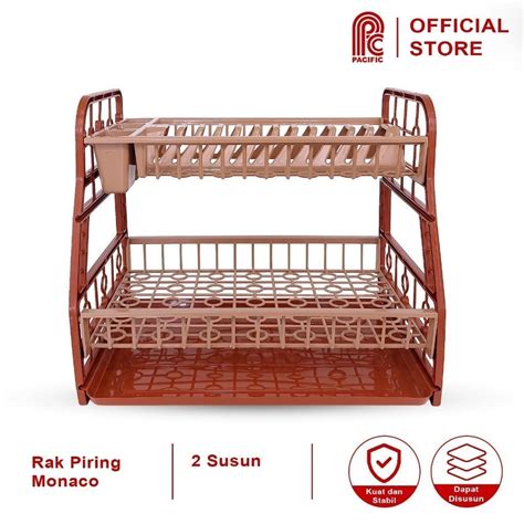 Jual PACIFIC Rak Piring Plastik 2 Susun Monaco Dish Rack Dengan Nampan