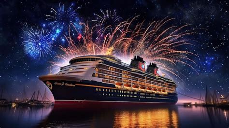 Premium Photo Fireworks Are Lit Up In The Night Sky Above A Cruise