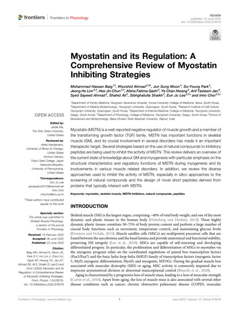 Pdf Myostatin And Its Regulation A Comprehensive Review Of Myostatin