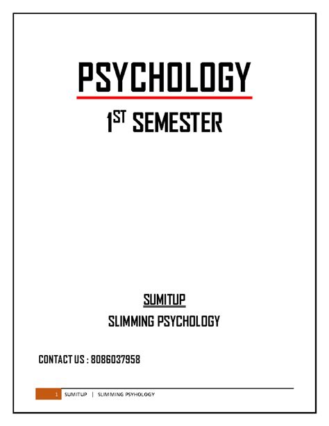 Psy Mod First Yeaar Nd Semester Bsc Psychology Notes Of