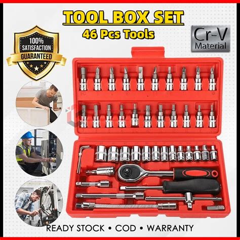 46pcs Car Repair Hand Tool Set 1 4 Drive Socket Ratchet Wrench