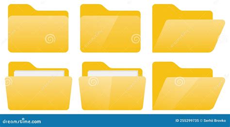 File Folder Icon Set Open Folder And Close Folder With Documents Stock