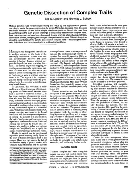 Genetic Dissection Of Complex Traits