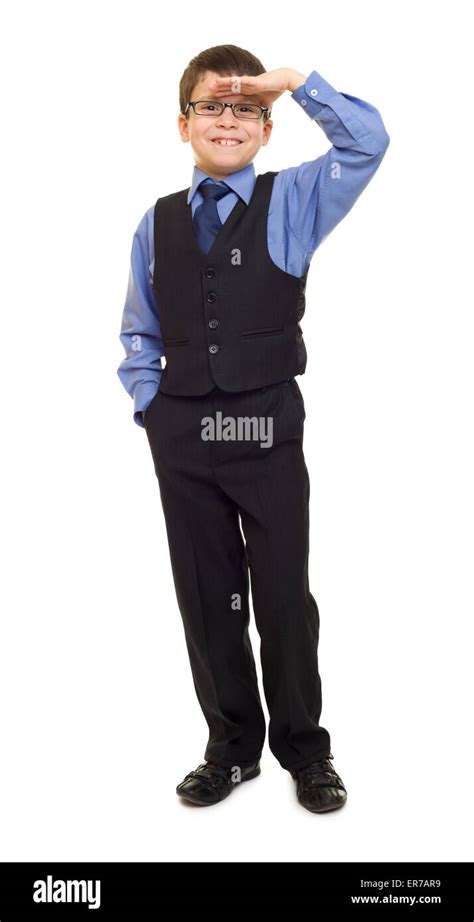 Boy In Suit On White Stock Photo Alamy