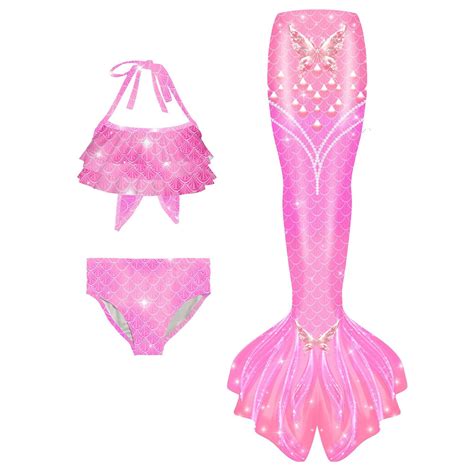 WOYY Big Girls Swimsuit Bathing Suits Scale Print Bikini Fish Tail Set 3 Piece Walmart