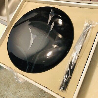 Vintage Mikasa Opus Black Cheese Plate Set Serving Platter Calla Lily