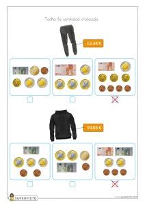 Ficha De C Lculo Con Monedas Y Billetes Para Imprimir Superpicto